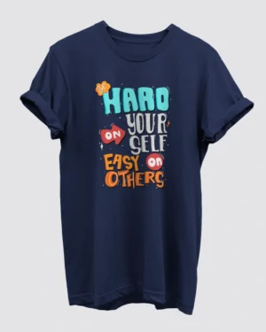 Be Hard Navy Blue T-Shirt for Men