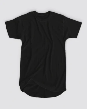 Black Longline Curved T-Shirt