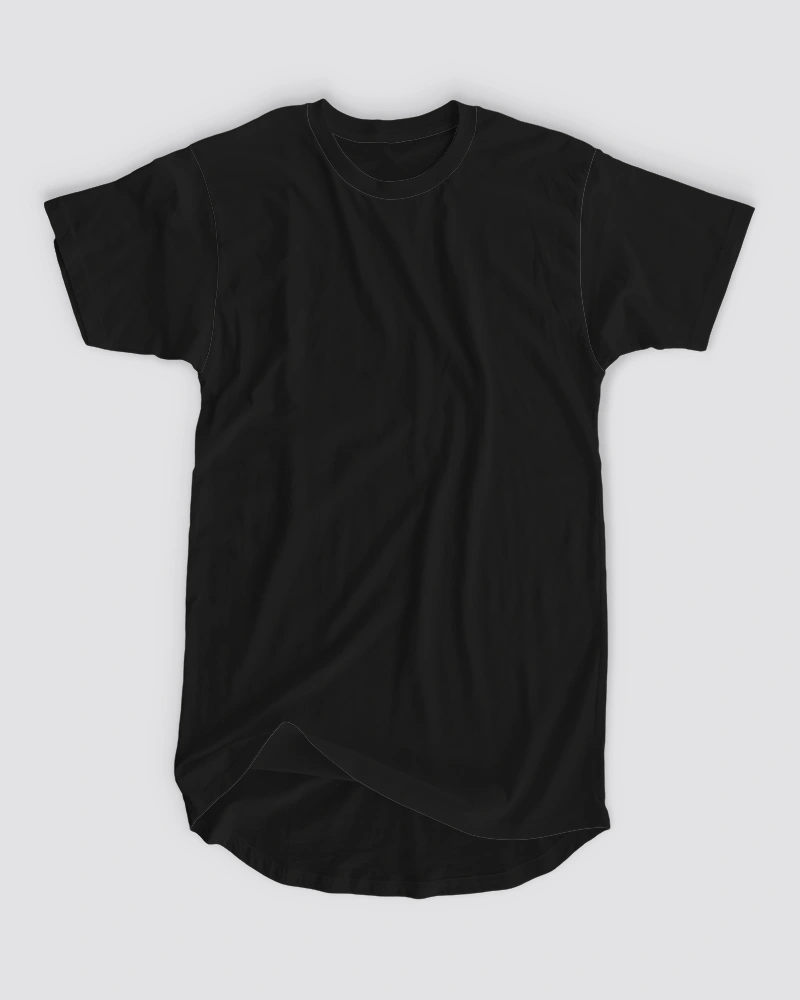 Black Longline Curved T-Shirt Black Longline Curved T-Shirt