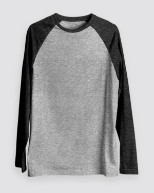 Charcoal Melange Raglan T-Shirt for Men