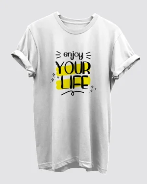 Enjoy Your Life White T-Shirt for Men