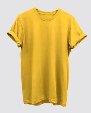 Golden Yellow Plain T-Shirt for Men