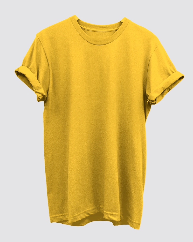 Golden Yellow Plain T-Shirt for Men Golden Yellow Plain T-Shirt for Men
