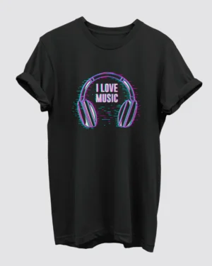 I Love Music Black T-Shirt for Men