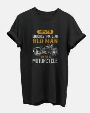 Never Underestimate Old Man Black T-Shirt for Men