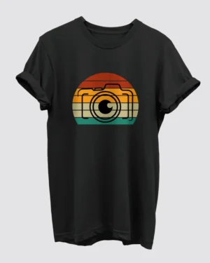 Retro Camera Black T-Shirt for Men