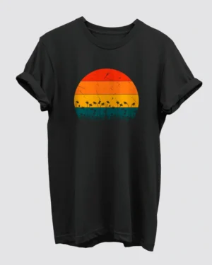 Retro Sunsets Vintage Black T-Shirt for Men