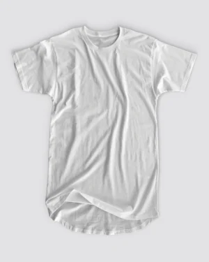 White Longline Curved T-Shirt